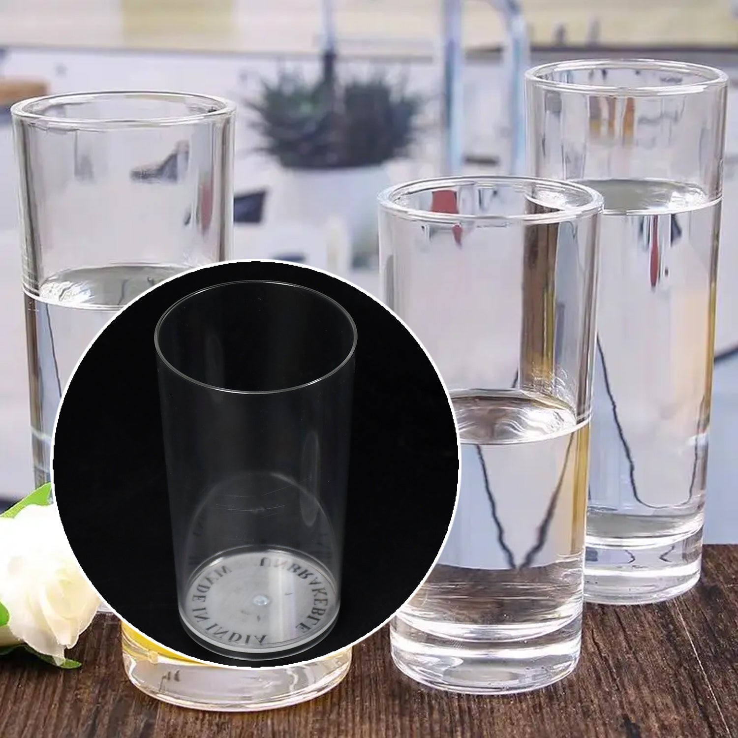 7143 Round Clear Plastic Water Glass Juice Beer Wine Plastic Unbreakable Transparent Glass Set ( 300ml 6pc ) DeoDap 7143 Round Clear Plastic Water Glass Juice Beer Wine Plastic Unbreakable Transparent Glass Set ( 300ml 6pc ) DeoDap